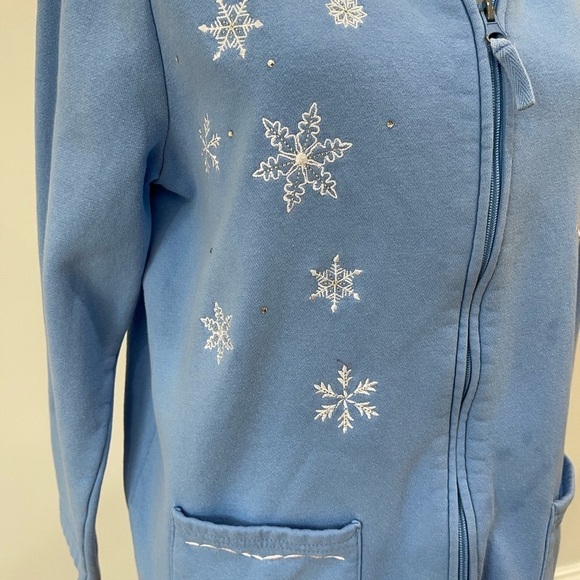 Breckenridge zippered sweatshirt blue snowflakes snowman cardigan jacket LP - Picture 7 of 11